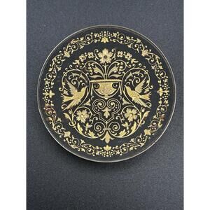 Credan Damascene Black And Gold Miniature Footed Dish Toledo Handmade